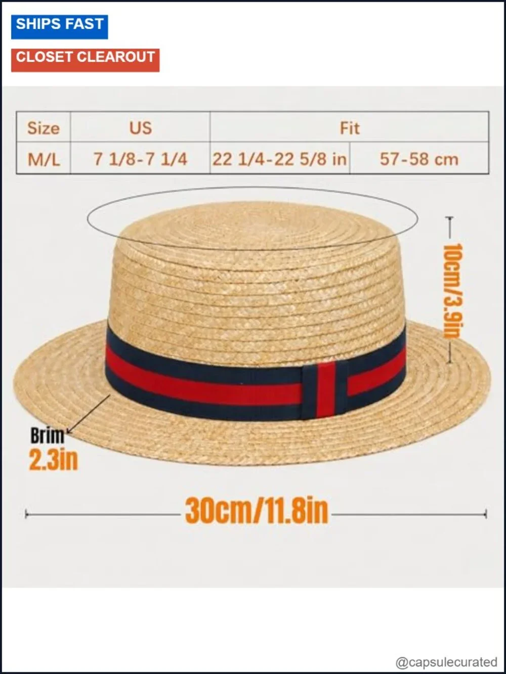 Handcrafted Straw Boater Hat for Women Men Gatsby Costume Skimmer Sun Hat
